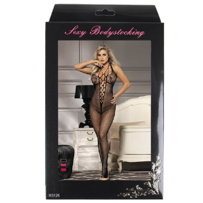 QUEEN LINGERIE HALTER PESCOÇO E BODYSTOCKING SL ABERTO - D-229518 - Dona Pimenta