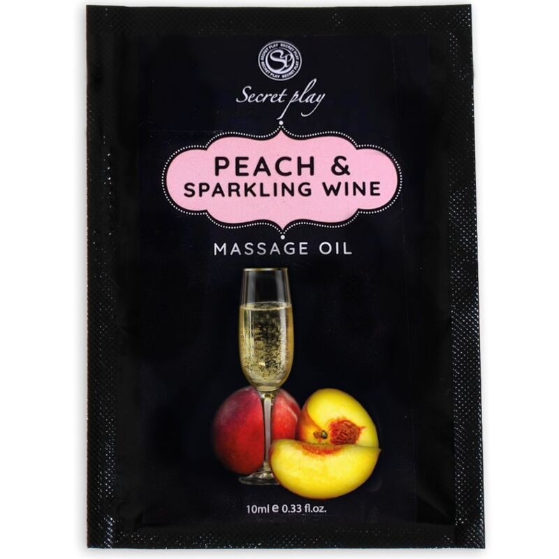 SAQUETA DE ÓLEO DE MASSAGEM SECRETPLAY PÊSSEGO E VINHO ESPUMANTE 10 ML - D-226606 - Dona Pimenta