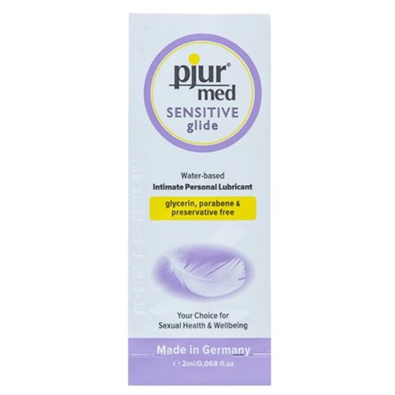 LUBRIFICANTE À BASE DE ÁGUA PJUR MED SENSITIVE GLIDE 2 ML - D-230659 - Dona Pimenta