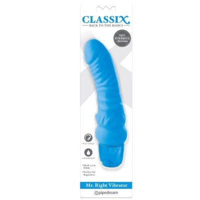 CLASSIX - DILDO VIBRANTE MR. RIGHT MULTI-SPEED 15,5 CM AZUL - D-236588 - Dona Pimenta