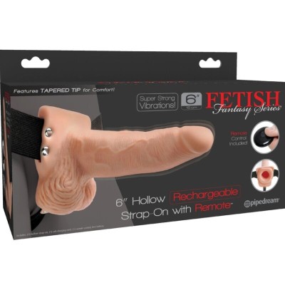 FETISH FANTASY SERIES - ARNÊS AJUSTÁVEL COM CONTROLE REMOTO PÊNIS REALISTA COM TESTÍCULOS RECARREGÁVEIS E VIBRADOR 15 CM - D-236