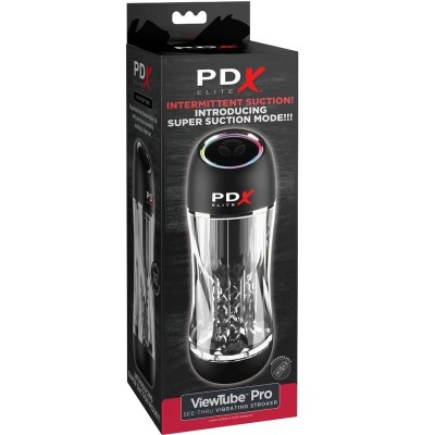 PDX ELITE - MASTURBADOR VIBRADOR TRANSPARENTE STROKER VIEWTUBE PRO - D-236582 - Dona Pimenta