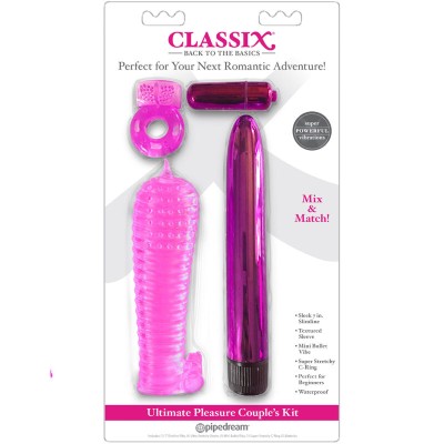 CLASSIX - KIT PARA CASAIS COM ANEL, BAINHA E BALAS ROSA - D-236595