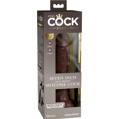 KING COCK ELITE - DILDO DE SILICONE REALÍSTICO 17,8 CM CASTANHO - D-236618 - Dona Pimenta