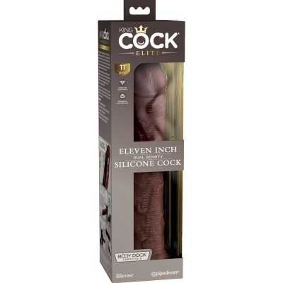 KING COCK ELITE - DILDO DE SILICONE REALISTA 28 CM MARROM - D-236626 - Dona Pimenta