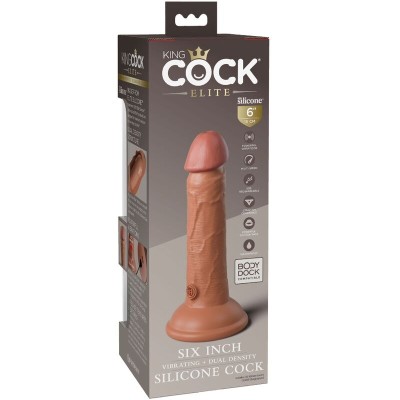 KING COCK ELITE - VIBRAÇÃO REALÍSTICA E DILDO DE SILICONE 15,2 CM DOCES - D-236628 - Dona Pimenta