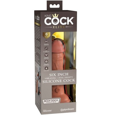 KING COCK ELITE - VIBRAÇÃO REALÍSTICA E DILDO DE SILICONE 15,2 CM DOCES - D-236628 - Dona Pimenta