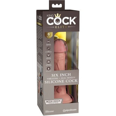 KING COCK ELITE - VIBRAÇÃO REALÍSTICA E DILDO DE SILICONE 15,2 CM - D-236629 - Dona Pimenta