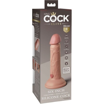 KING COCK ELITE - VIBRAÇÃO REALÍSTICA E DILDO DE SILICONE 15,2 CM - D-236629 - Dona Pimenta