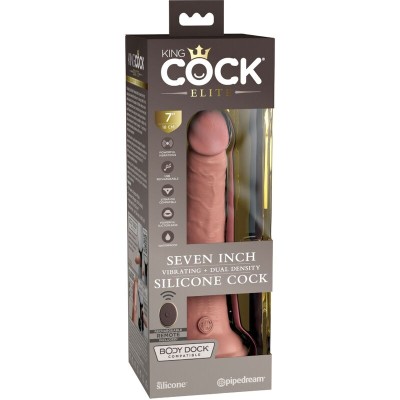 KING COCK ELITE - VIBRADOR REALÍSTICO E CONTROLE REMOTO DILDO DE SILICONE 17,8 CM - D-236630 - Dona Pimenta