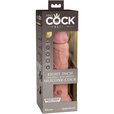 KING COCK ELITE - VIBRAÇÃO REALÍSTICA E DILDO DE SILICONE 20,3 CM - D-236632 - Dona Pimenta