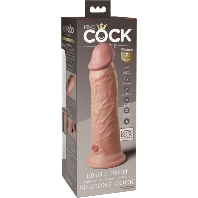 KING COCK ELITE - VIBRAÇÃO REALÍSTICA E DILDO DE SILICONE 20,3 CM - D-236632 - Dona Pimenta