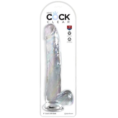 KING COCK CLEAR - DILDO COM TESTÍCULOS 24,8 CM TRANSPARENTE - D-236644 - Dona Pimenta