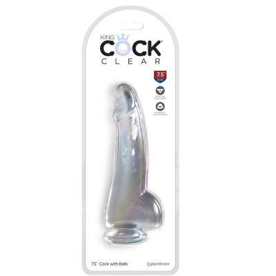 KING COCK CLEAR - DILDO COM TESTÍCULOS 15,2 CM TRANSPARENTE - D-236645 - Dona Pimenta