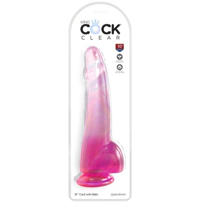 KING COCK CLEAR - DILDO COM TESTÍCULOS 19 CM ROSA - D-236646 - Dona Pimenta