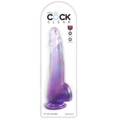 KING COCK CLEAR - DILDO COM TESTÍCULOS 19 CM ROXO - D-236647 - Dona Pimenta