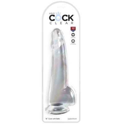 KING COCK CLEAR - DILDO COM TESTÍCULOS 19 CM TRANSPARENTE - D-236648 - Dona Pimenta