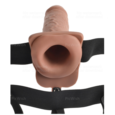 SÉRIE FETISH FANTASY - ARNÊS AJUSTÁVEL PÊNIS REALISTA COM BOLAS RECARREGÁVEIS E VIBRADOR 17,8 CM - D-236548 - Dona Pimenta