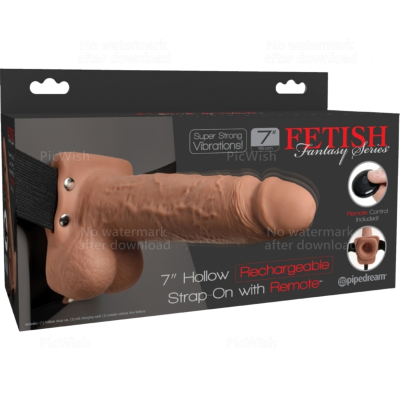 SÉRIE FETISH FANTASY - ARNÊS AJUSTÁVEL PÊNIS REALISTA COM BOLAS RECARREGÁVEIS E VIBRADOR 17,8 CM - D-236548 - Dona Pimenta