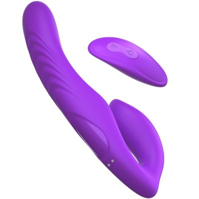 VIBRADOR DE DUPLA PENETRAÇÃO CONTROLE REMOTO 9 NÍVEIS VIOLETA D-236568