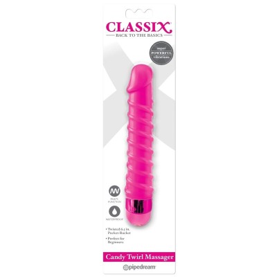 CLASSIX - MASSAGER VIBRANTE CANDY TWIRL 16,5 CM ROSA - D-236587 - Dona Pimenta