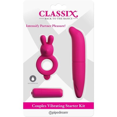 CLASSIX - KIT PARA CASAIS COM ANEL, BALA E ESTIMULADOR ROSA - D-236601