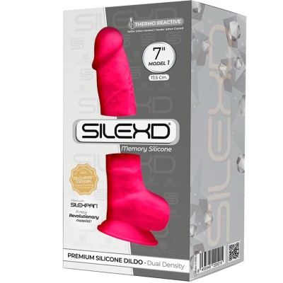 SILEXD - MODELO 1 PÊNIS REALÍSTICO PREMIUM SILEXPAN SILICONE FÚCSIA 17,5 CM - D-237237 - Dona Pimenta