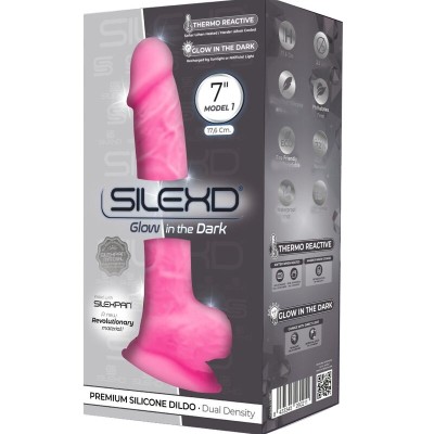 SILEXD - MODELO 1 PÊNIS REALISTA PREMIUM SILICONE SILEXPAN ROSA FLUORESCENTE 17,5 CM - D-237241 - Dona Pimenta