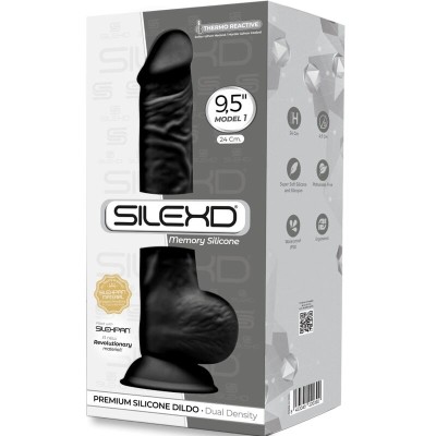 SILEXD - MODELO 1 PÊNIS REALÍSTICO PREMIUM SILEXPAN SILICONE PRETO 24 CM - D-237246 - Dona Pimenta