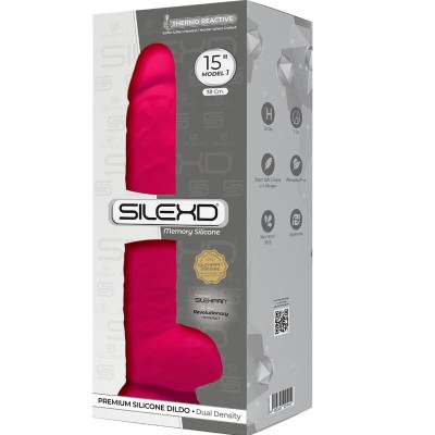 SILEXD - MODELO 1 PÊNIS REALÍSTICO PREMIUM SILEXPAN SILICONE FÚCSIA 38 CM - D-237272 - Dona Pimenta