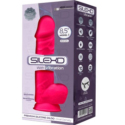 SILEXD - MODELO 1 VIBRADOR DE PÊNIS REALÍSTICO SILICONE PREMIUM SILEXPAN FÚCSIA 21,5 CM - D-237276 - Dona Pimenta