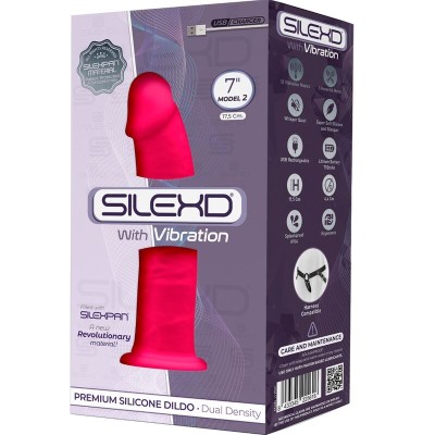 SILEXD - MODELO 1 VIBRADOR DE PÊNIS REALÍSTICO SILICONE PREMIUM SILEXPAN FÚCSIA 17,5 CM - D-237279 - Dona Pimenta