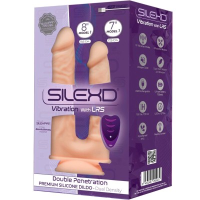 SILEXD - MODELO 1 VIBRADOR DE DUPLA PENETRAÇÃO DE PÊNIS REALISTA PREMIUM SILEXPAN CONTROLE REMOTO DE SILICONE 17,5 / 19,5 CM - D