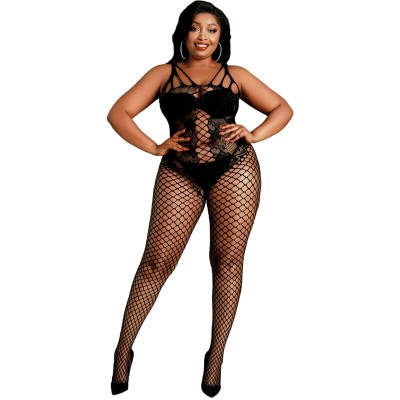 MOONLIGHT - MODELO 4 BODYSTOCK PRETO PLUS SIZE - D-237347 - Dona Pimenta