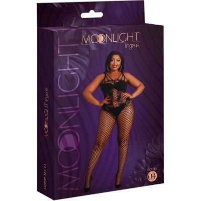 MOONLIGHT - MODELO 4 BODYSTOCK PRETO PLUS SIZE - D-237347 - Dona Pimenta