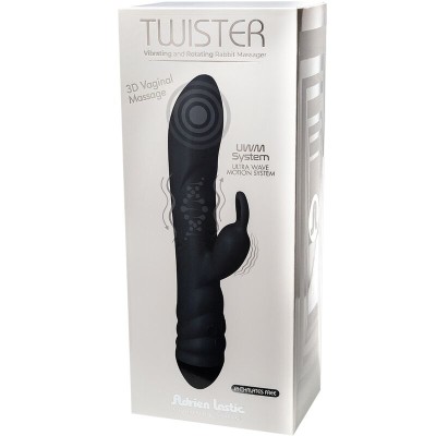 ADRIEN LASTIC - VIBRADOR TWISTER E ROTADOR MASSAGER COELHO PRETO - D-237031 - Dona Pimenta