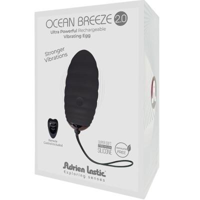 ADRIEN LASTIC - OCEAN BREEZE 2.0 OVO VIBRATÓRIO RECARREGÁVEL CONTROLE REMOTO PRETO - D-237034 - Dona Pimenta