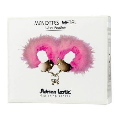 ADRIEN LASTIC - ALGEMAS DE METAL COM PENAS ROSA - D-237079 - Dona Pimenta