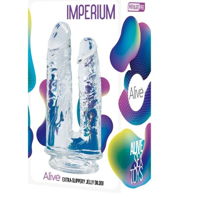 ALIVE - IMPERIUM DUPLO PÉNIS REALISTA TRANSPARENTE 12/14 CM - D-237151 - Dona Pimenta