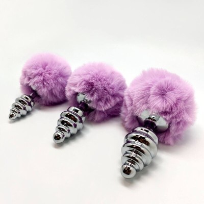 ALIVE - PLUG DE PRAZER ANAL ESPIRAL METAL FLUFFY VIOLETA TAMANHO S - D-237217 - Dona Pimenta