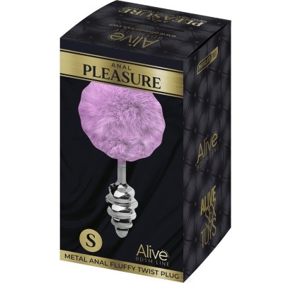 ALIVE - PLUG DE PRAZER ANAL ESPIRAL METAL FLUFFY VIOLETA TAMANHO S - D-237217 - Dona Pimenta