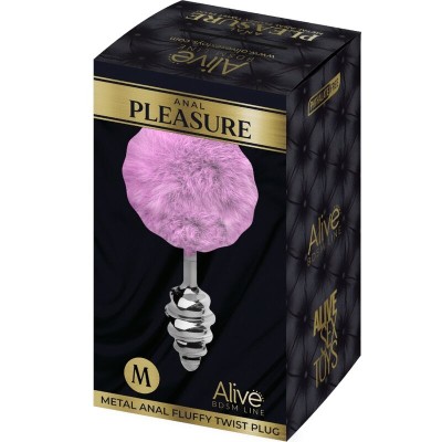 ALIVE - PLUG PRAZER ANAL ESPIRAL METAL FLUFFY VIOLETA TAMANHO M - D-237218 - Dona Pimenta