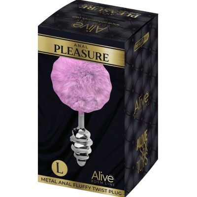 ALIVE - PLUG DE PRAZER ANAL ESPIRAL METAL FLUFFY VIOLETA TAMANHO L - D-237219 - Dona Pimenta