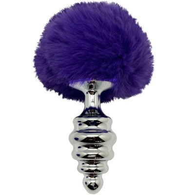 ALIVE - PLUG DE PRAZER ANAL ESPIRAL METAL FLUFFY DARK VIOLET TAMANHO S - D-237220 - Dona Pimenta