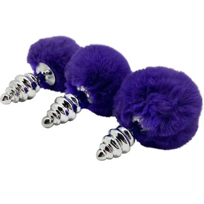 ALIVE - PLUG DE PRAZER ANAL ESPIRAL METAL FLUFFY DARK VIOLET TAMANHO S - D-237220 - Dona Pimenta