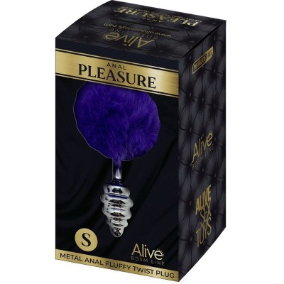 ALIVE - PLUG DE PRAZER ANAL ESPIRAL METAL FLUFFY DARK VIOLET TAMANHO S - D-237220 - Dona Pimenta