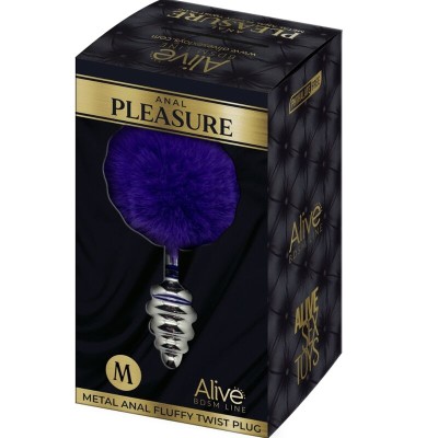 ALIVE - PLUG DE PRAZER ANAL ESPIRAL METAL FLUFFY DARK VIOLETA TAMANHO M - D-237221 - Dona Pimenta