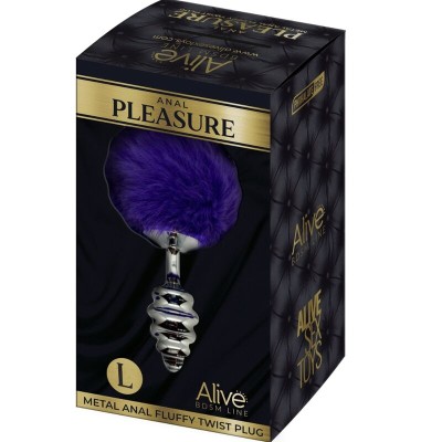 ALIVE - PLUG DE PRAZER ANAL ESPIRAL METAL FLUFFY DARK VIOLETA TAMANHO L - D-237222 - Dona Pimenta