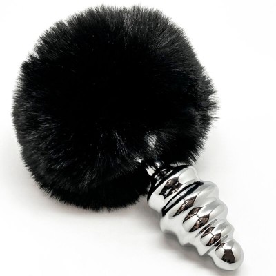 ALIVE - PLUG DE PRAZER ANAL ESPIRAL METAL FLUFFY PRETO TAMANHO S - D-237223 - Dona Pimenta