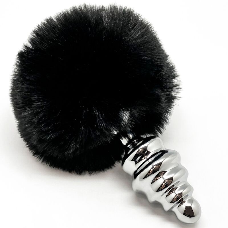 ALIVE - PLUG DE PRAZER ANAL ESPIRAL METAL FLUFFY PRETO TAMANHO M - D-237224 - Dona Pimenta